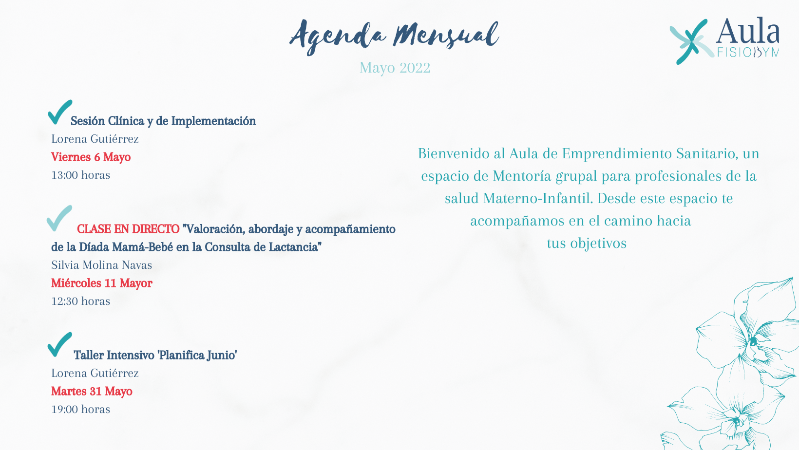 Agenda mensual mayo (Portada para Facebook) - FisioByM