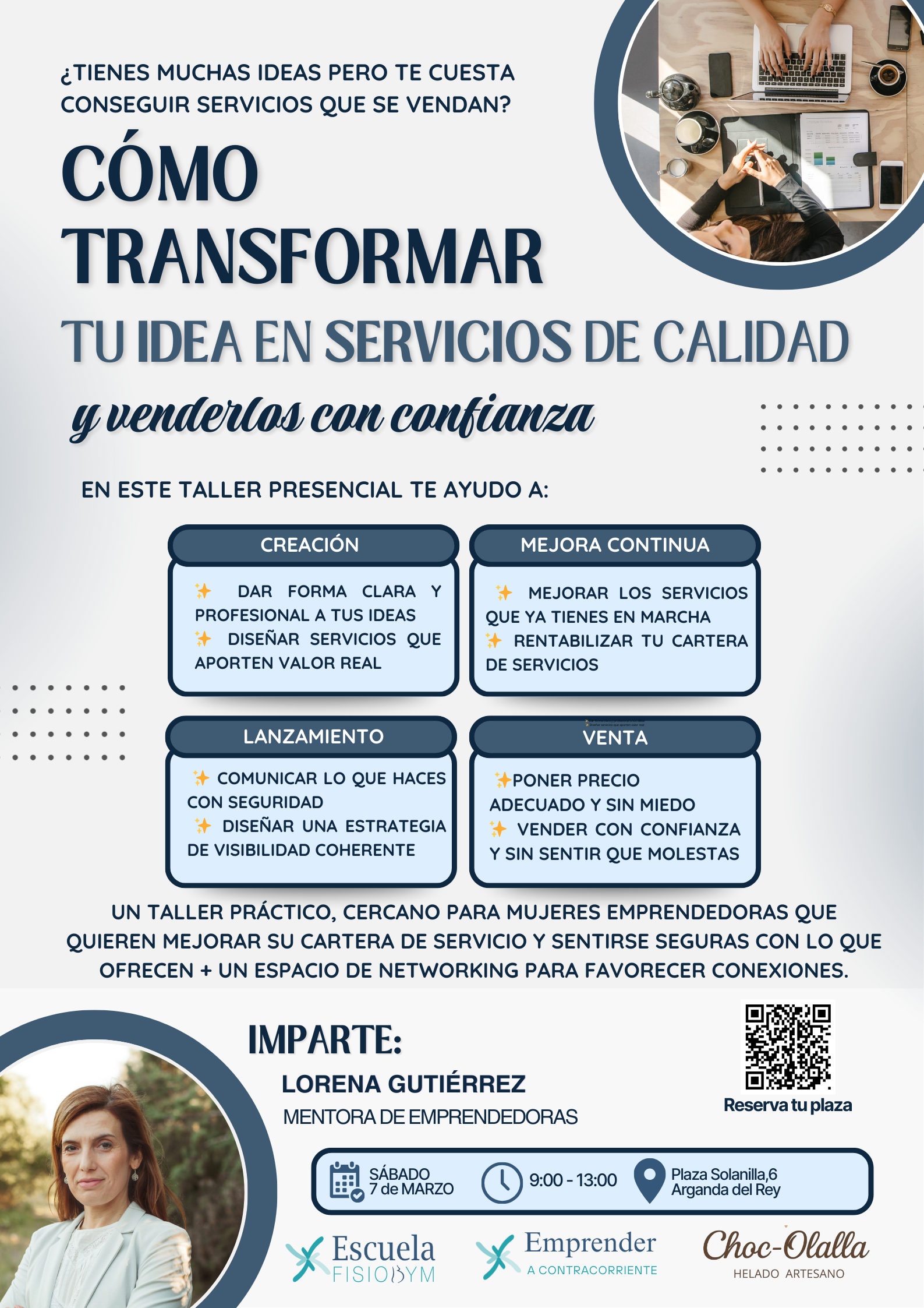 TALLER PRESENCIAL: "Cómo transformar tu idea en servicios de calidad y venderlos con confianza"